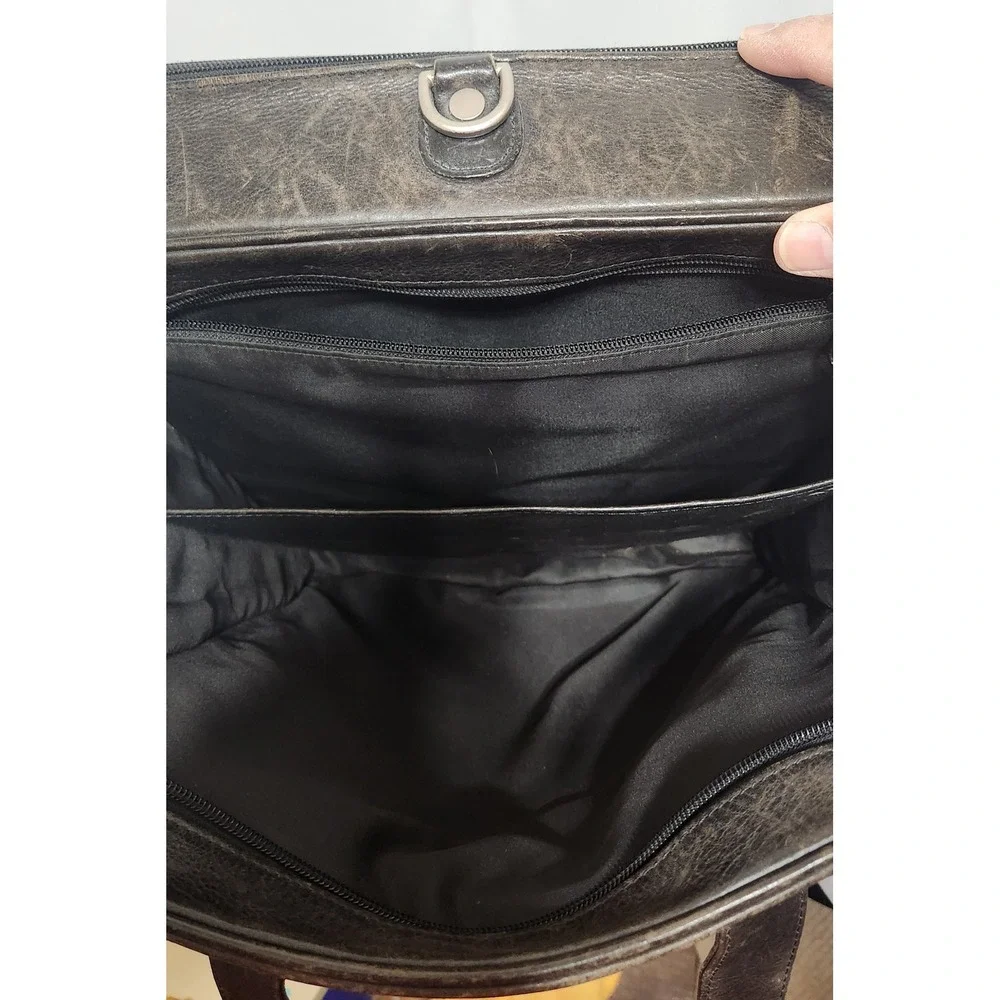 VTG Bosca Mens Dark Brown Pebbled Leather Briefcase Travel Bag Organizer Case